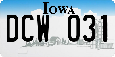 IA license plate DCW031