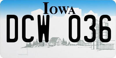 IA license plate DCW036