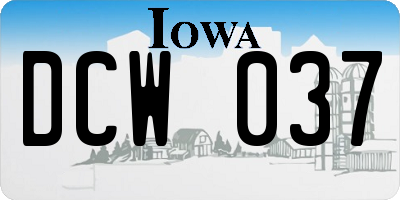 IA license plate DCW037