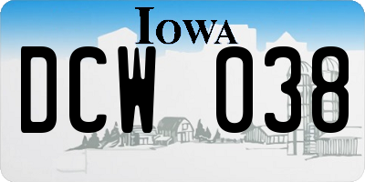 IA license plate DCW038