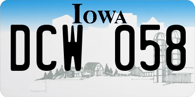 IA license plate DCW058