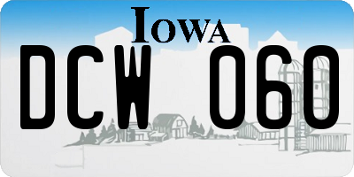 IA license plate DCW060
