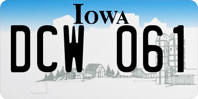 IA license plate DCW061