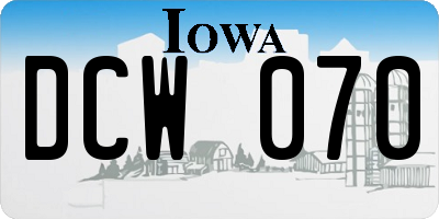 IA license plate DCW070