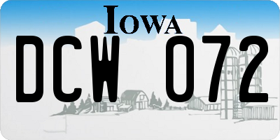 IA license plate DCW072