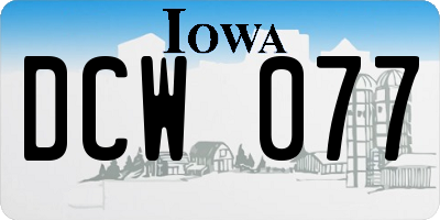 IA license plate DCW077
