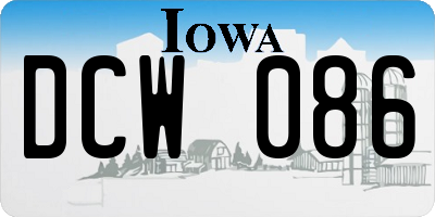IA license plate DCW086