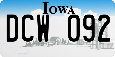 IA license plate DCW092