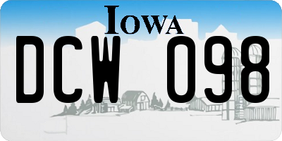 IA license plate DCW098