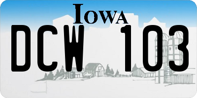 IA license plate DCW103
