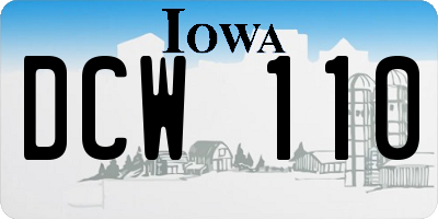 IA license plate DCW110