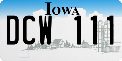IA license plate DCW111
