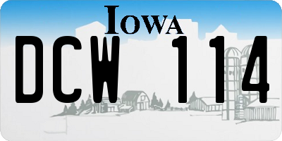 IA license plate DCW114