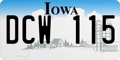 IA license plate DCW115