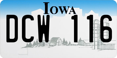 IA license plate DCW116