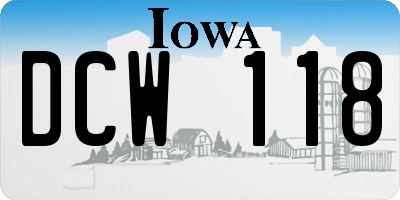 IA license plate DCW118