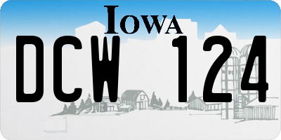 IA license plate DCW124