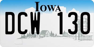 IA license plate DCW130