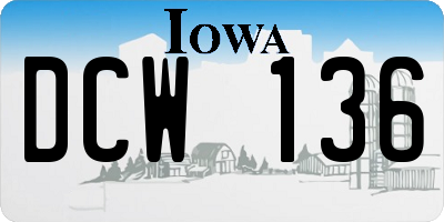 IA license plate DCW136