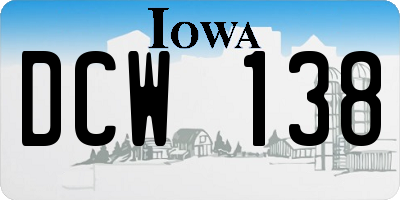 IA license plate DCW138