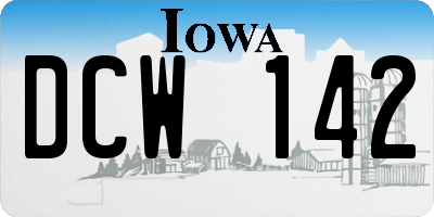 IA license plate DCW142