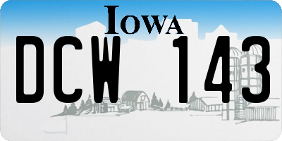 IA license plate DCW143