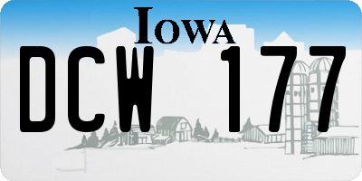 IA license plate DCW177