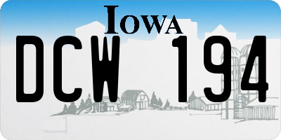 IA license plate DCW194