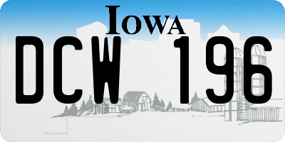 IA license plate DCW196