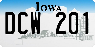 IA license plate DCW201