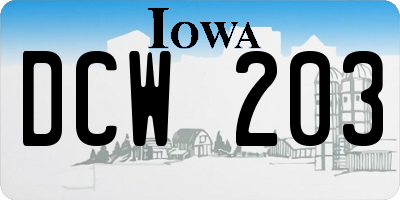 IA license plate DCW203
