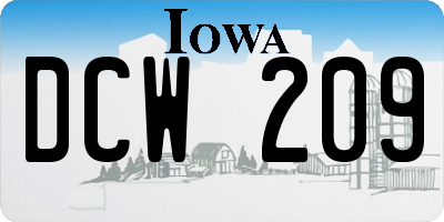 IA license plate DCW209