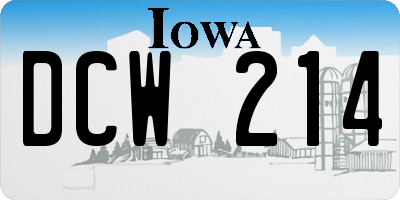 IA license plate DCW214