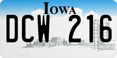 IA license plate DCW216