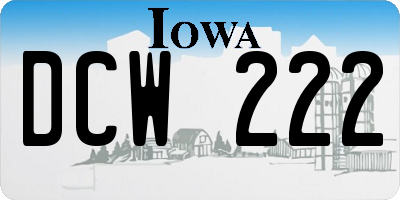 IA license plate DCW222