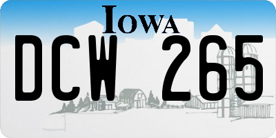 IA license plate DCW265