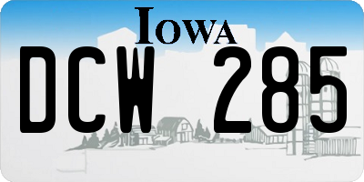 IA license plate DCW285