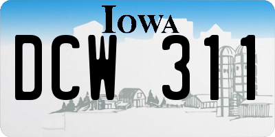 IA license plate DCW311