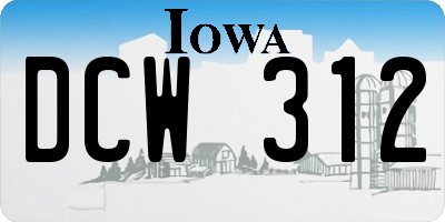 IA license plate DCW312