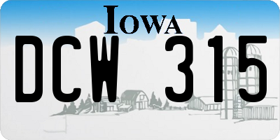 IA license plate DCW315