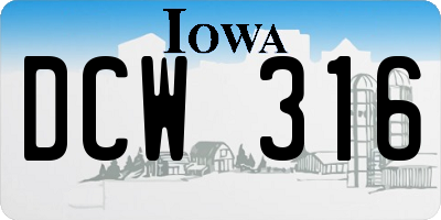 IA license plate DCW316