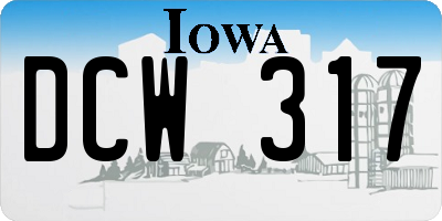 IA license plate DCW317