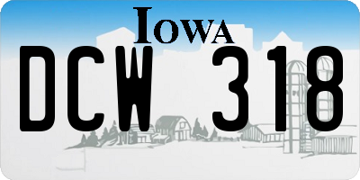 IA license plate DCW318