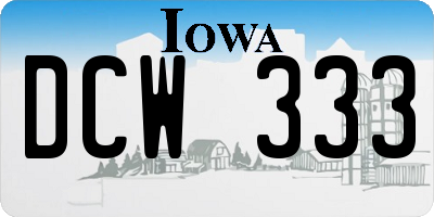 IA license plate DCW333