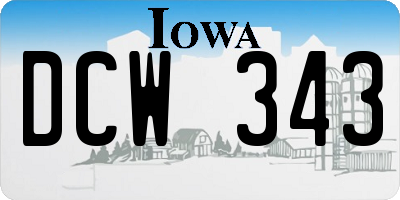IA license plate DCW343