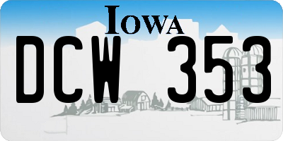 IA license plate DCW353