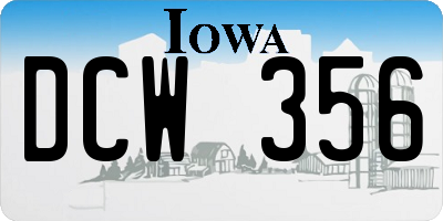 IA license plate DCW356