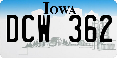 IA license plate DCW362