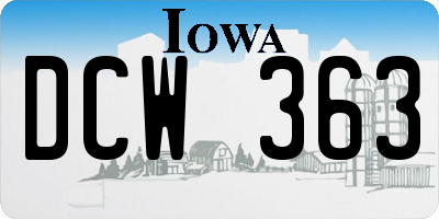 IA license plate DCW363