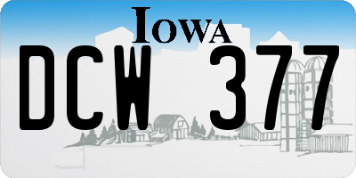 IA license plate DCW377